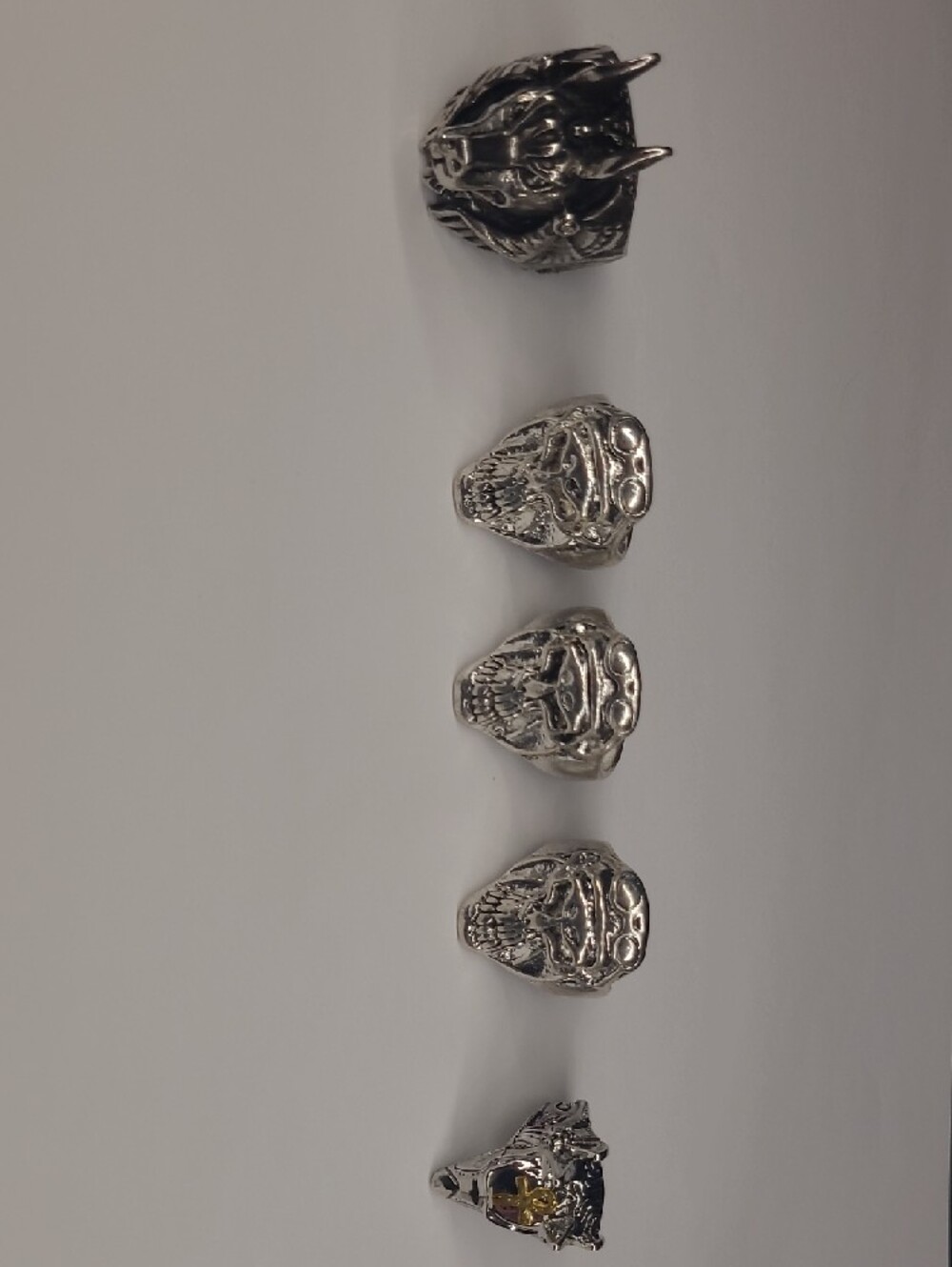 5 Silver-Tone Costume Rings